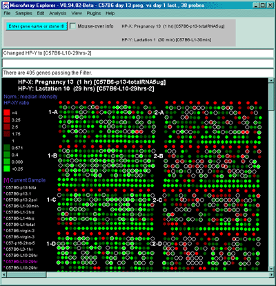 Switching current X or Y sample by clicking on desired sample 
in list at left edge of pseudoarray image. Switch between 
X and Y by toggling '[X]' and '[Y]' of the Current Sample box.