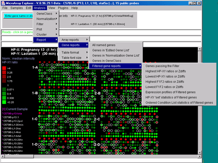 Samples Reports menu