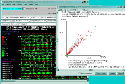 Scatter plot of single HP-X vs HP-Y samples